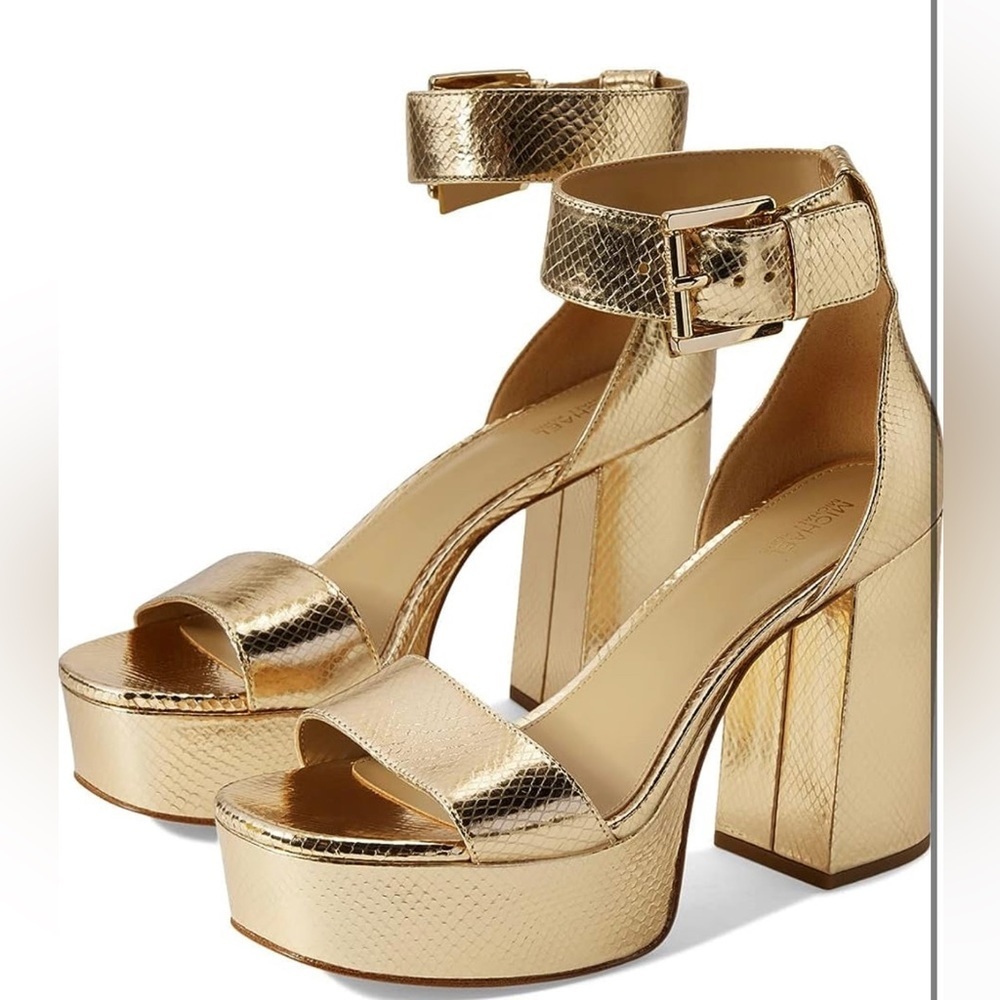 🖤🖤 Used Michael Kors Tara Platform Metallic Leather Sandal US Size 8.5